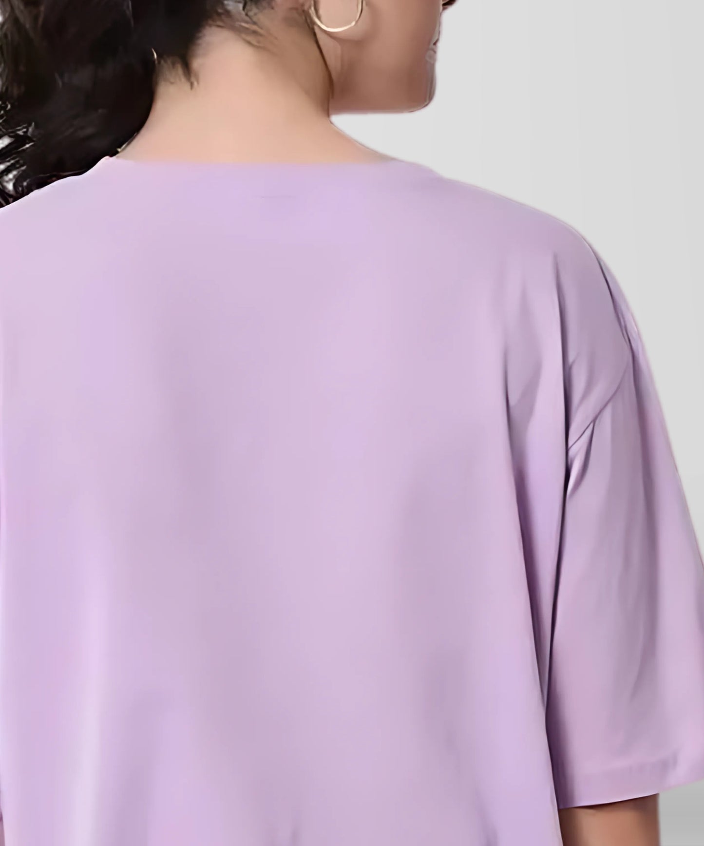 Solowear Plain Lavender Oversized T-Shirt for Women