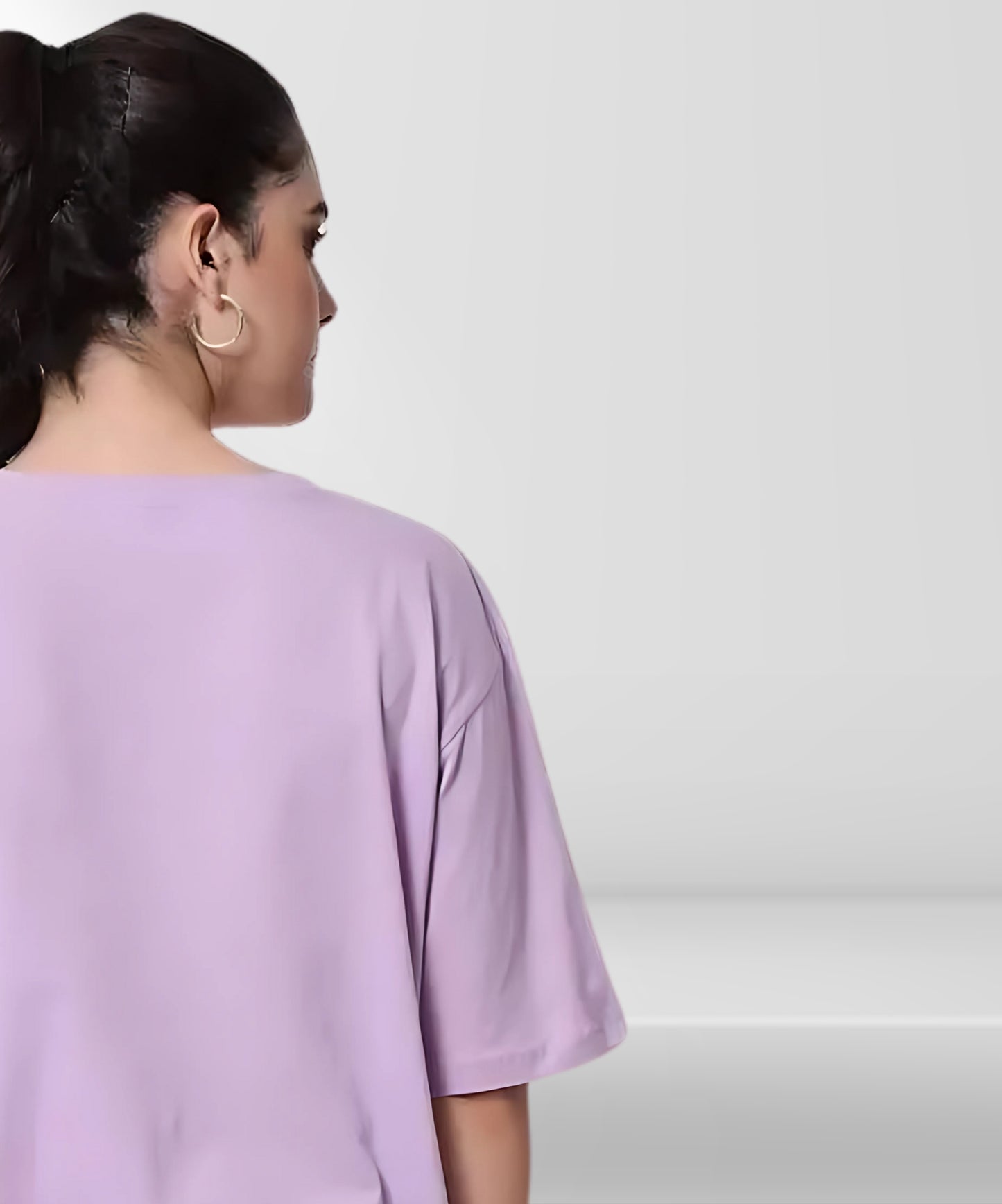 Solowear Plain Lavender Oversized T-Shirt for Women