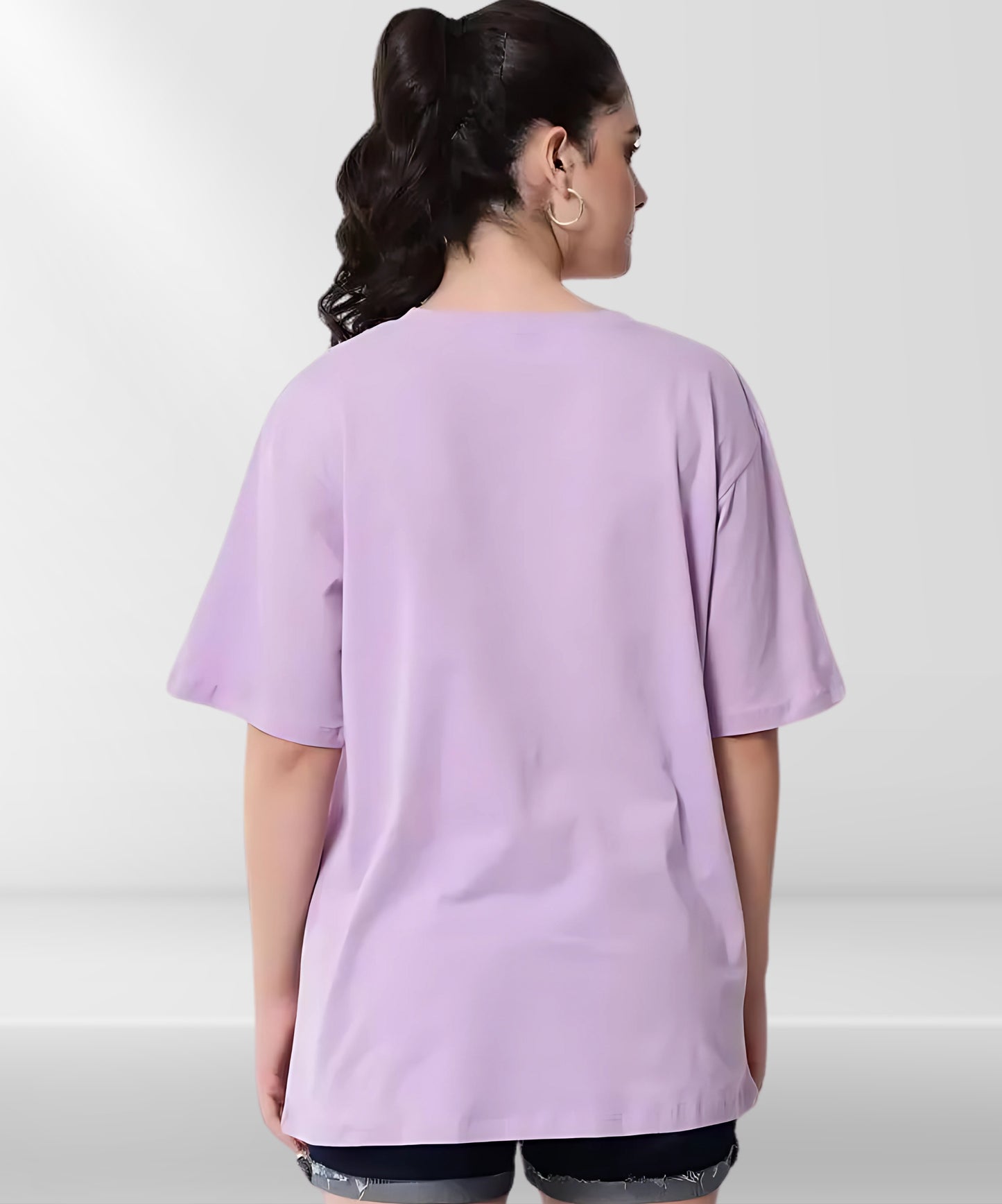 Solowear Plain Lavender Oversized T-Shirt for Women
