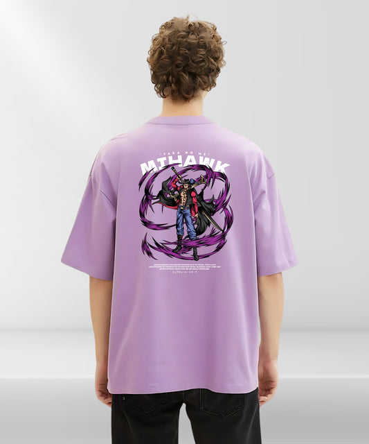 Mihawk Anime Lavender Colour Oversized T-shirt