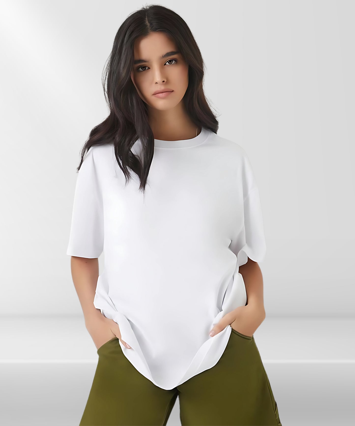 Solowear Plain White Oversized T-Shirt for Women