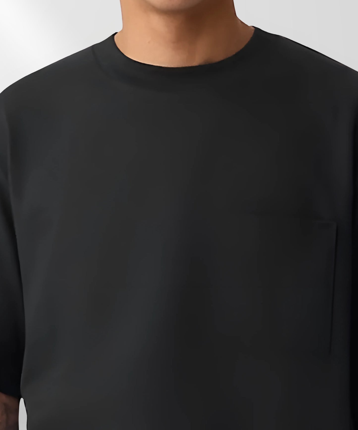 Oversized Plain Solid Black T-shirt For Men