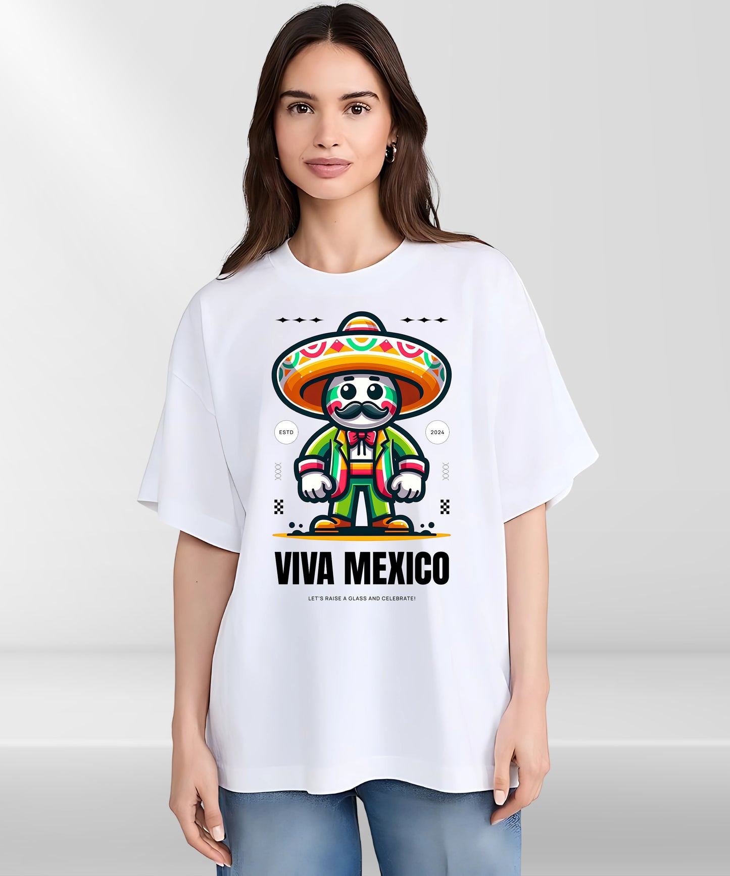 Viva Mexico Trending White Oversized T-shirt