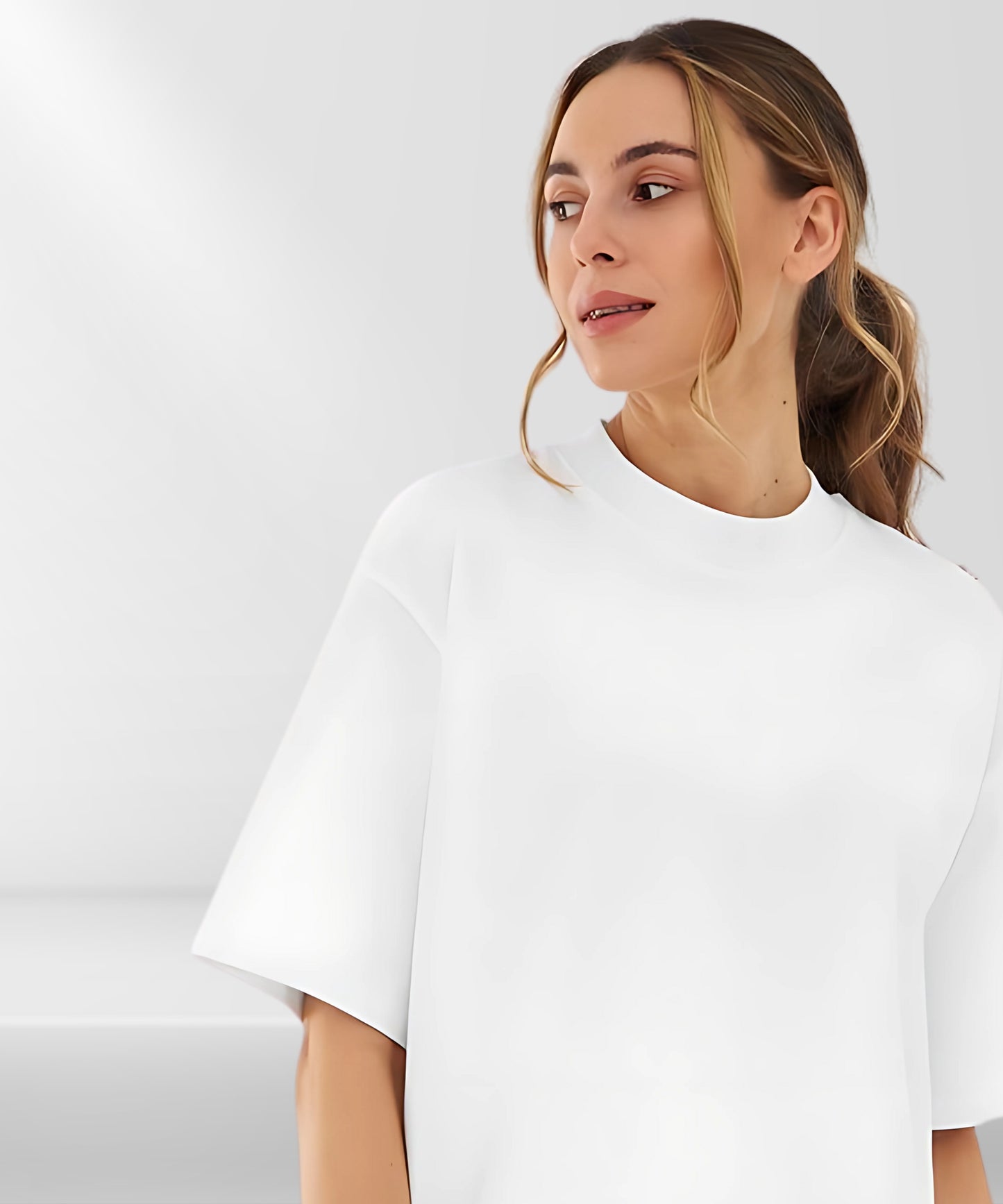 Solowear Plain White Oversized T-Shirt for Women