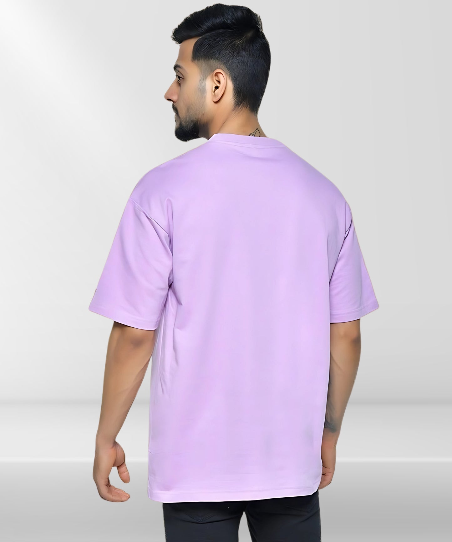 Solowear Plain Lavender Oversized T-Shirt for Men