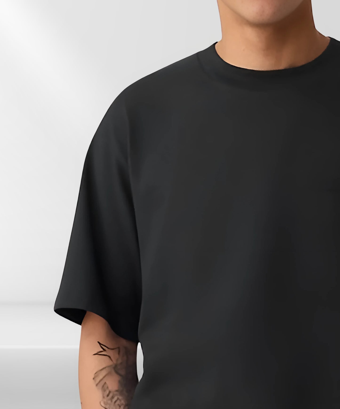 Oversized Plain Solid Black T-shirt For Men