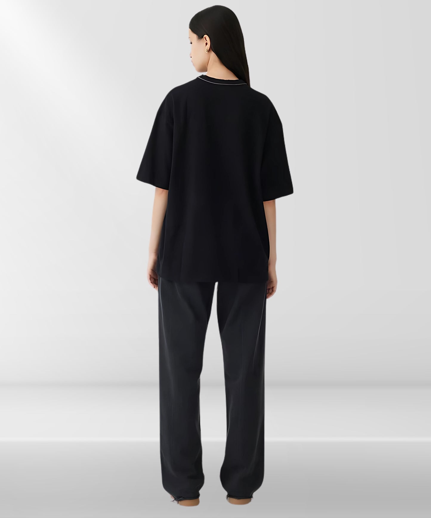 Solowear WomePure Cotton Casual Oversized Round Neck Drop Shoulder Tshirt