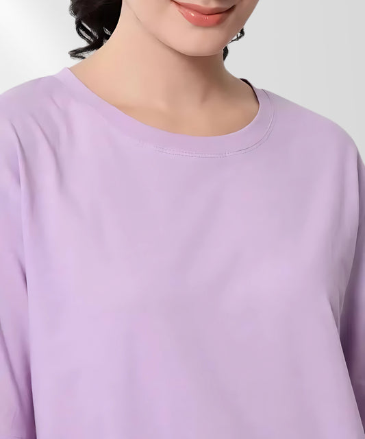 Solowear Plain Lavender Oversized T-Shirt for Women