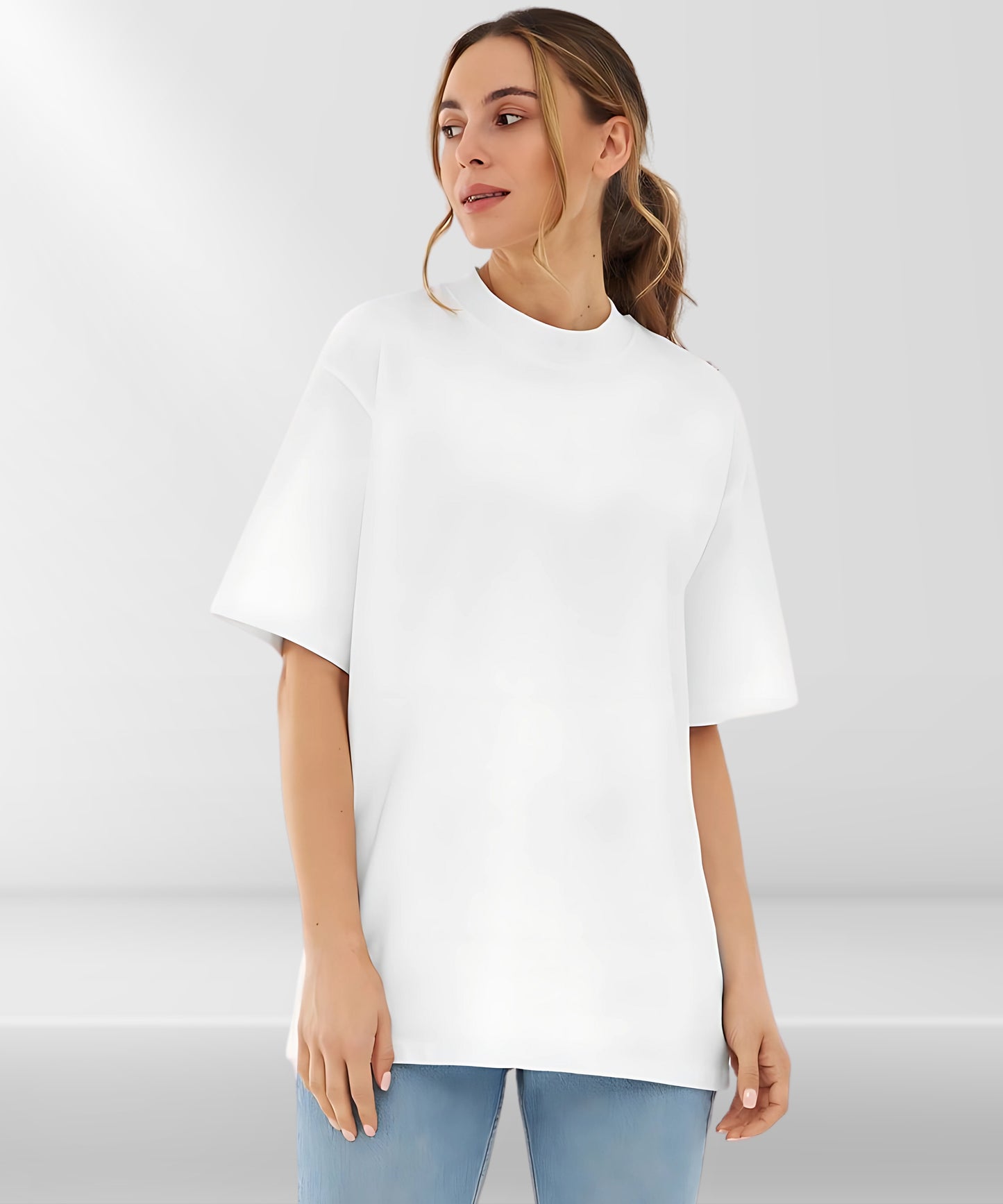 Solowear Plain White Oversized T-Shirt for Women