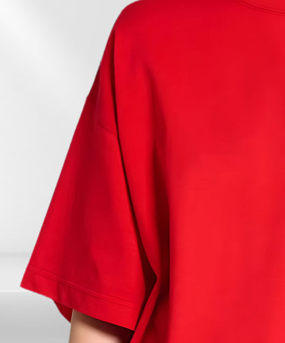 Solowear Plain Rose Red Oversized T-Shirt for Women