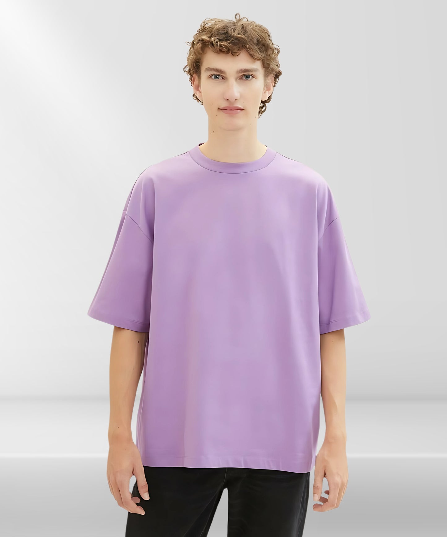 Solowear Plain Lavender Oversized T-Shirt for Men