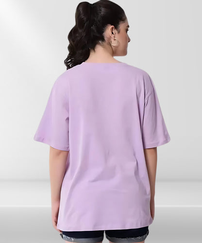 Solowear Plain Lavender Oversized T-Shirt for Women
