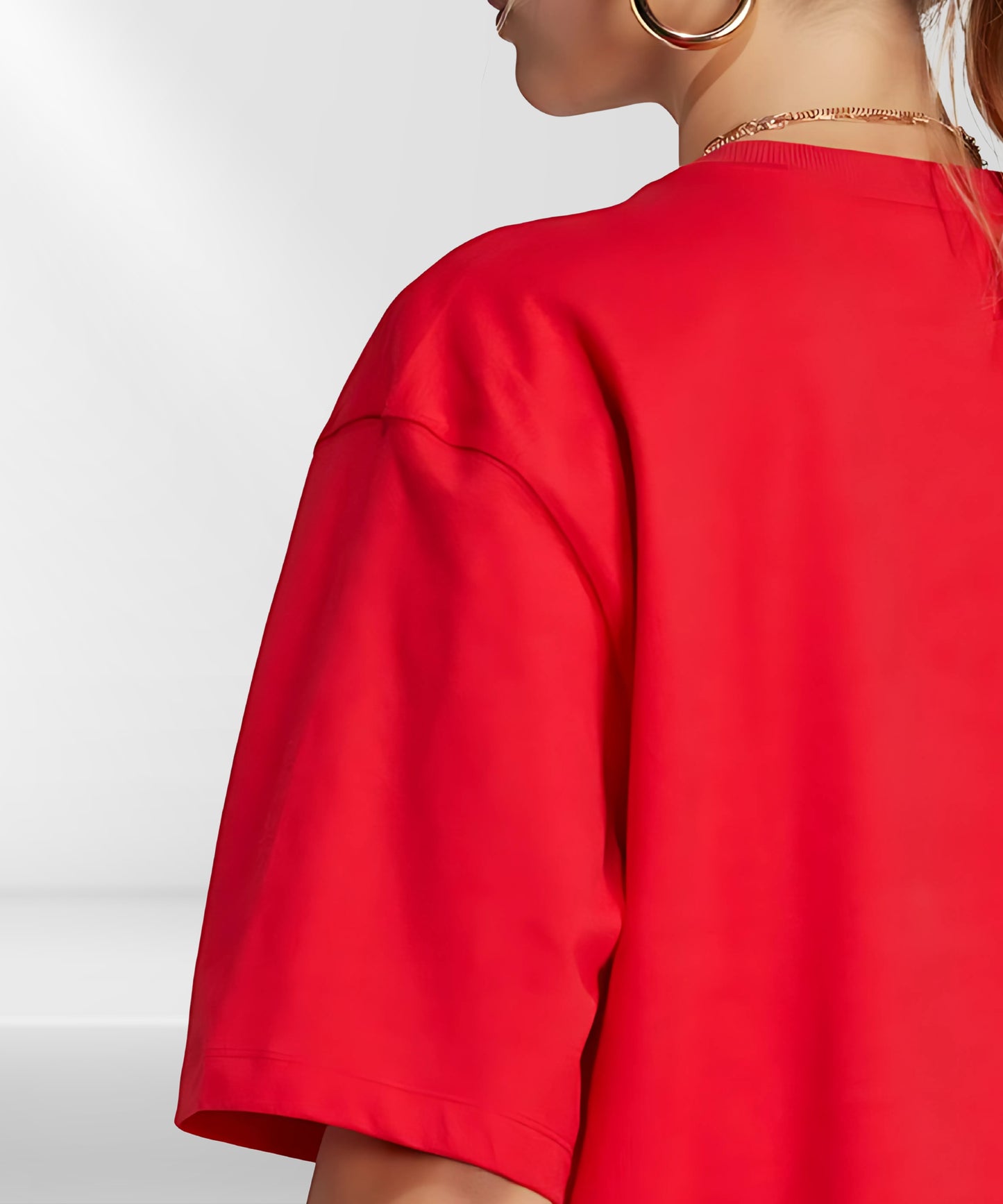 Solowear Plain Rose Red Oversized T-Shirt for Women
