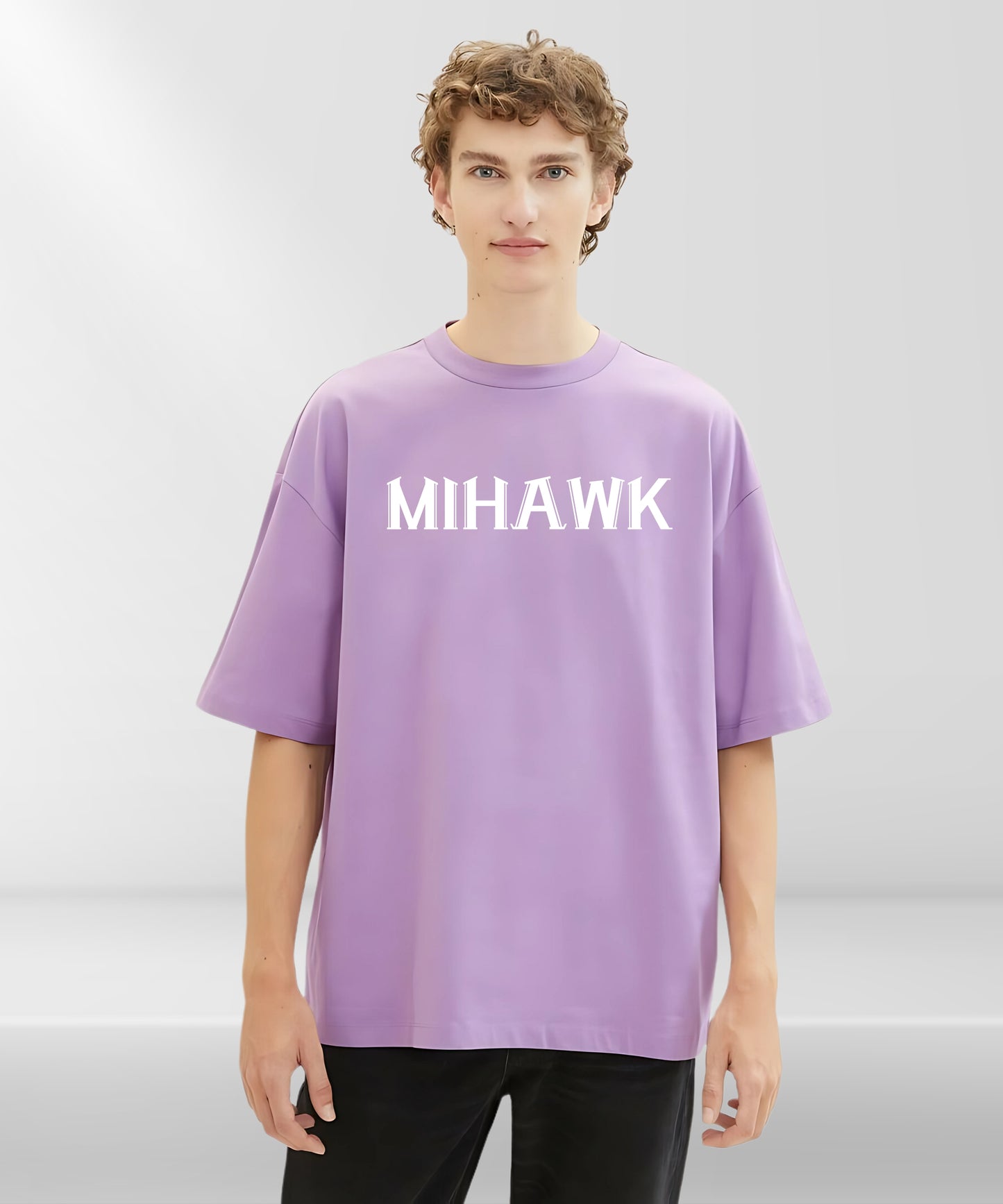Mihawk Anime Lavender Colour Oversized T-shirt