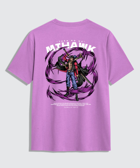 Mihawk Anime Lavender Colour Oversized T-shirt