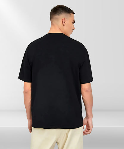 Oversized Plain Solid Black T-shirt For Men