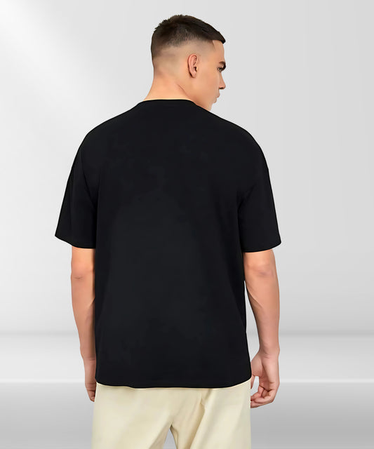 Oversized Plain Solid Black T-shirt For Men
