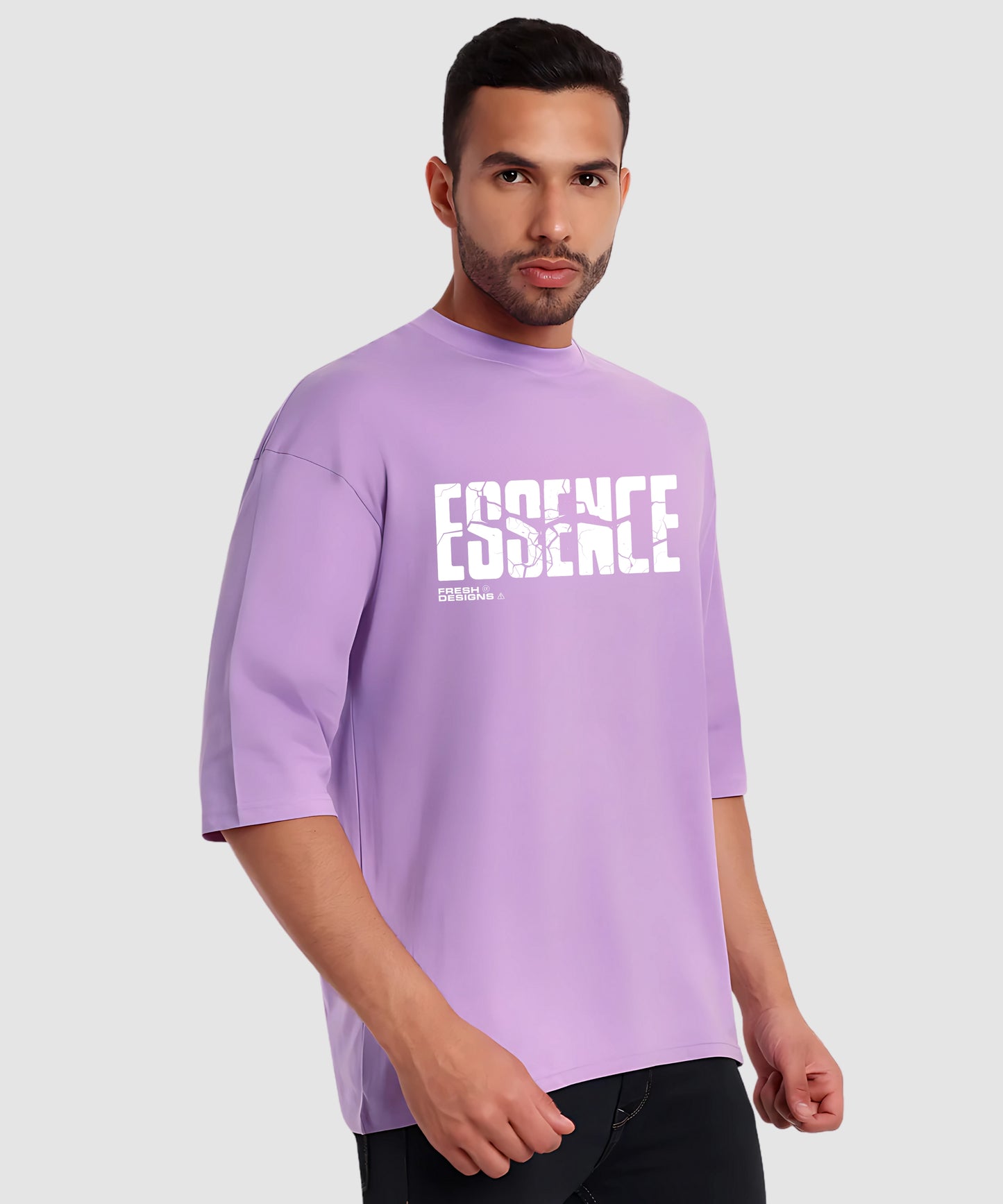 Essence lavender Colour Oversize Casual Wear T-Shirt for Men
