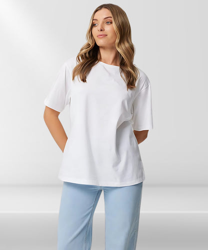 Solowear Plain White Oversized T-Shirt for Women