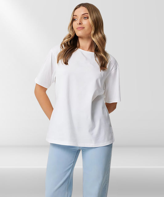 Solowear Plain White Oversized T-Shirt for Women