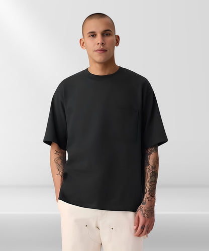 Oversized Plain Solid Black T-shirt For Men