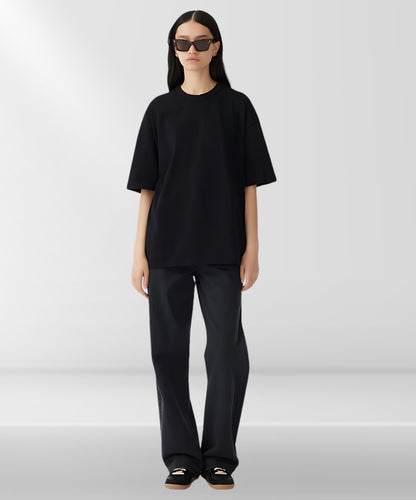 Solowear  WomePure Cotton Casual Oversized Round Neck Drop Shoulder Tshirt