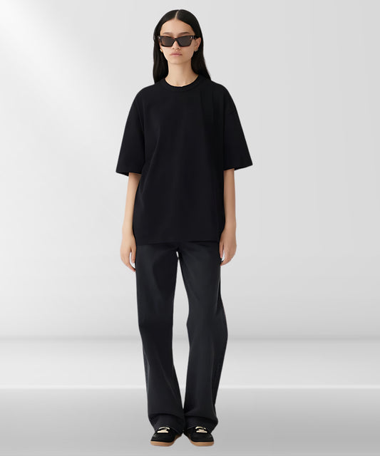 Solowear  WomePure Cotton Casual Oversized Round Neck Drop Shoulder Tshirt
