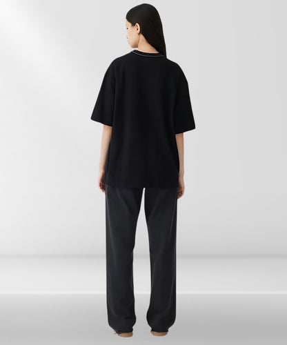 Solowear  WomePure Cotton Casual Oversized Round Neck Drop Shoulder Tshirt