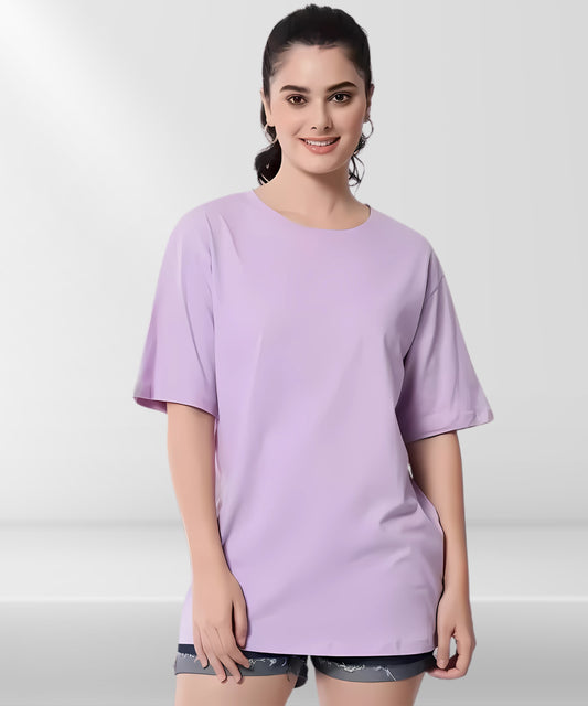 Solowear Plain Lavender Oversized T-Shirt for Women